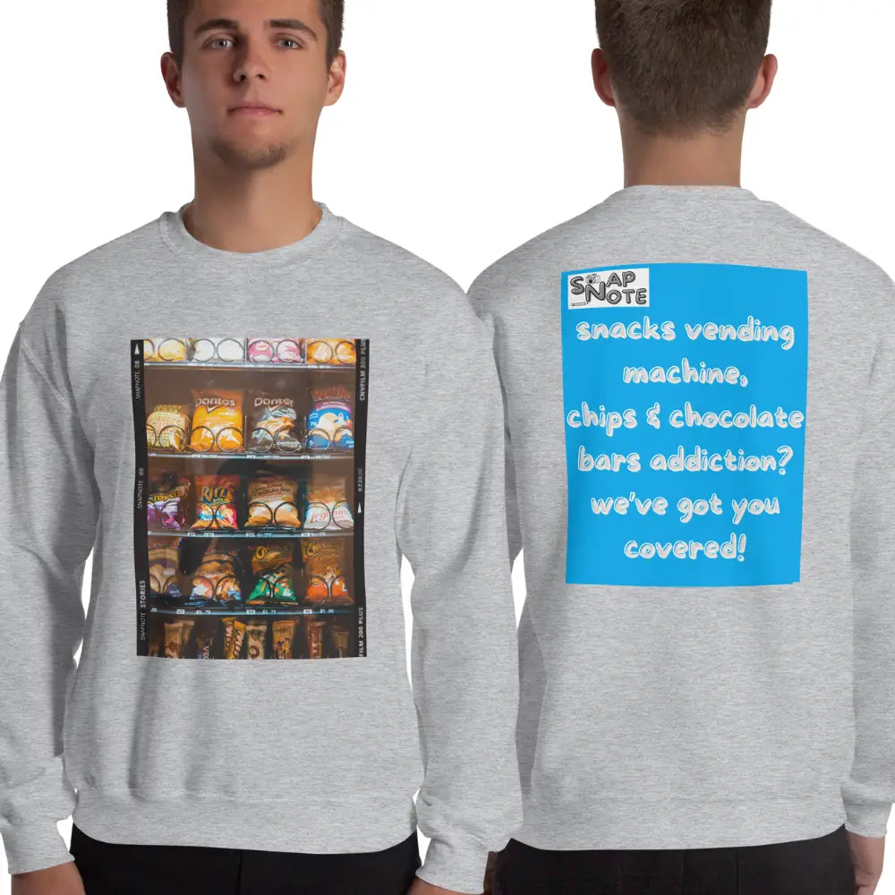 Man supermodel wearing Sweatshirt Jersey Jumper Pullover Sweater Men Women Teenagers Unisex - snacks chips chocolate vending machine blue pattern - Sport-Grey - 59.90 - SnapNote streetwear