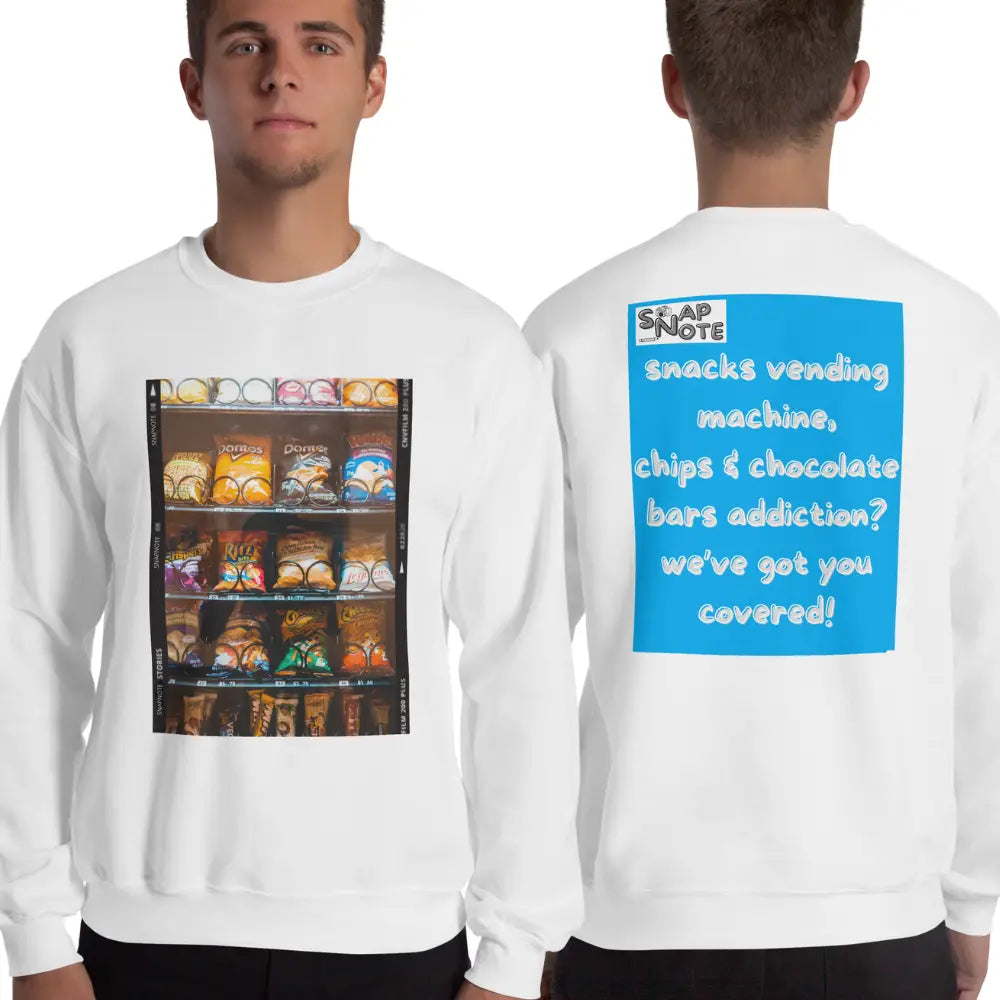 Man supermodel wearing Sweatshirt Jersey Jumper Pullover Sweater Men Women Teenagers Unisex - snacks chips chocolate vending machine blue pattern - White - 59.90 - SnapNote streetwear