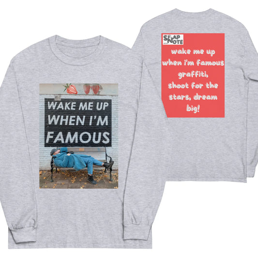 T-Shirt TShirt T Shirt Tee Men Women Teens Unisex Long Sleeves Heavy Cotton Crew Neck - fame dream funny quote graffiti red pattern - Sport-Grey - 44.90 - SnapNote streetwear