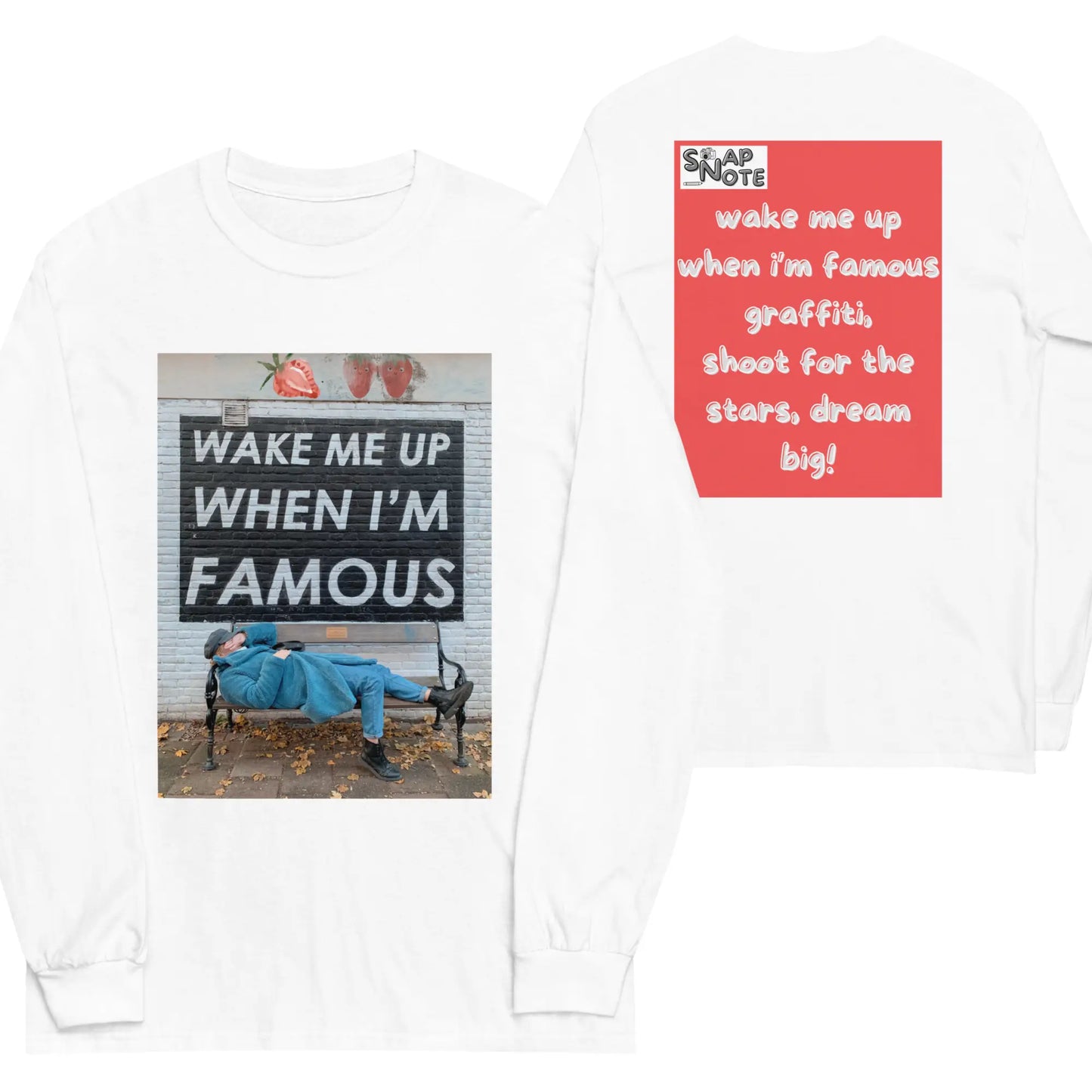 T-Shirt TShirt T Shirt Tee Men Women Teens Unisex Long Sleeves Heavy Cotton Crew Neck - fame dream funny quote graffiti red pattern - White - 44.90 - SnapNote streetwear