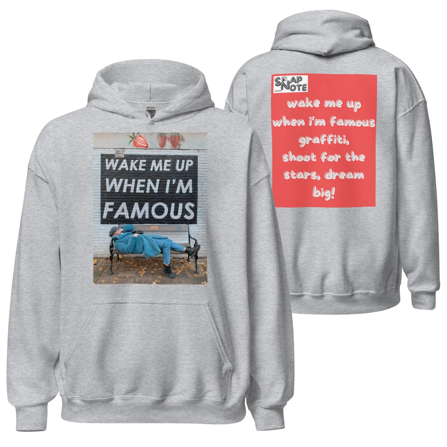 Hoodie Hooded Sweatshirt Hooded Jersey Hooded Jumper Hooded Pullover Hooded Sweater Men Women Teens - fame dream funny quote graffiti red pattern - Sport-Grey - 74.90 - SnapNote streetwear