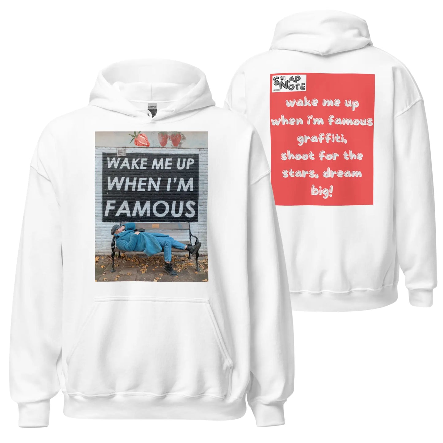 Hoodie Hooded Sweatshirt Hooded Jersey Hooded Jumper Hooded Pullover Hooded Sweater Men Women Teens - fame dream funny quote graffiti red pattern - White - 74.90 - SnapNote streetwear