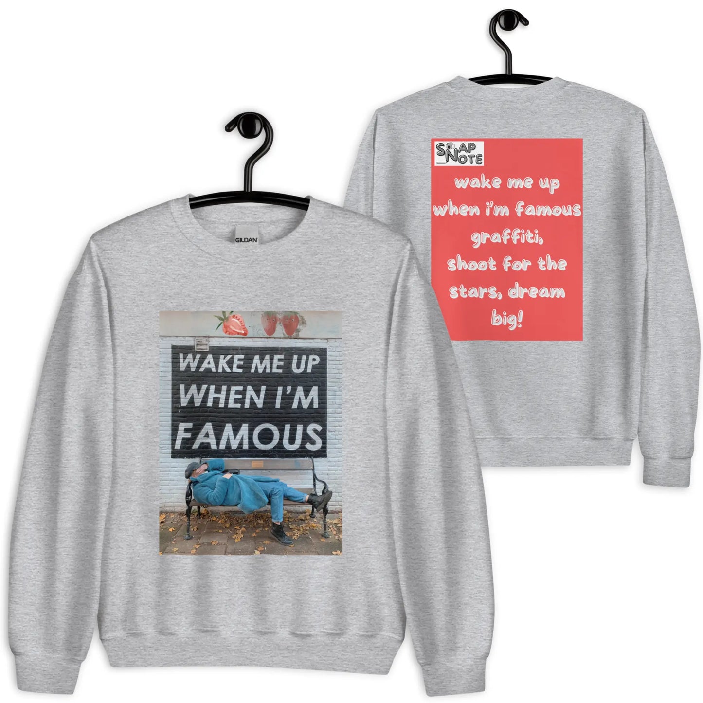 Sweatshirt Jersey Jumper Pullover Sweater Men Women Teenagers Unisex - fame dream funny quote graffiti red pattern - Sport-Grey - 59.90 - SnapNote streetwear