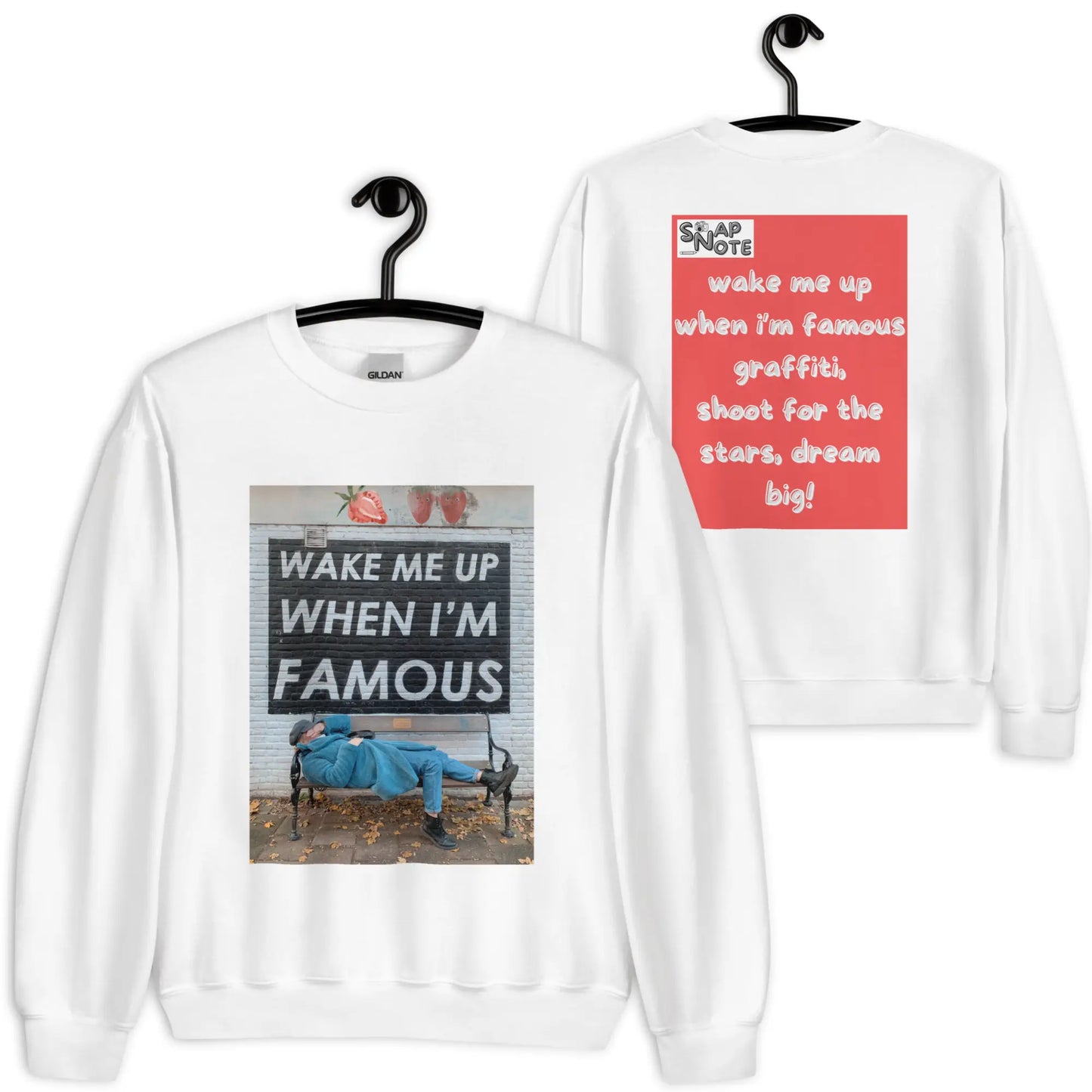 Sweatshirt Jersey Jumper Pullover Sweater Men Women Teenagers Unisex - fame dream funny quote graffiti red pattern - White - 59.90 - SnapNote streetwear