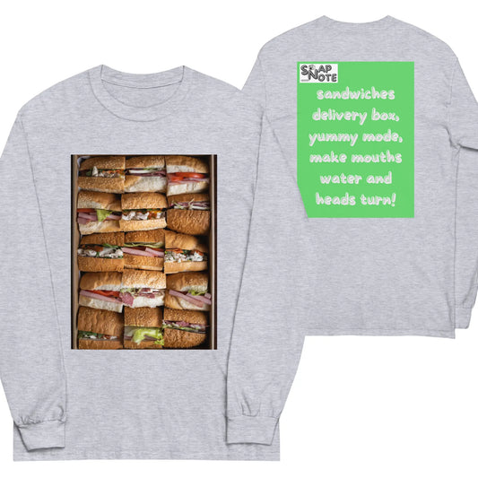 T-Shirt TShirt T Shirt Tee Men Women Teens Unisex Long Sleeves Heavy Cotton Crew Neck - fast-food delivery box sandwiches green pattern - Sport-Grey - 44.90 - SnapNote streetwear