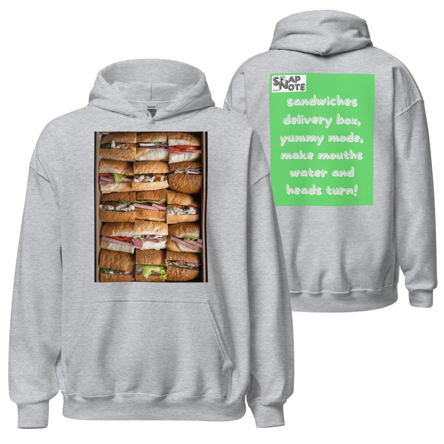 Hoodie Hooded Sweatshirt Hooded Jersey Hooded Jumper Hooded Pullover Hooded Sweater Men Women Teens - fast-food delivery box sandwiches green pattern - Sport-Grey - 74.90 - SnapNote streetwear