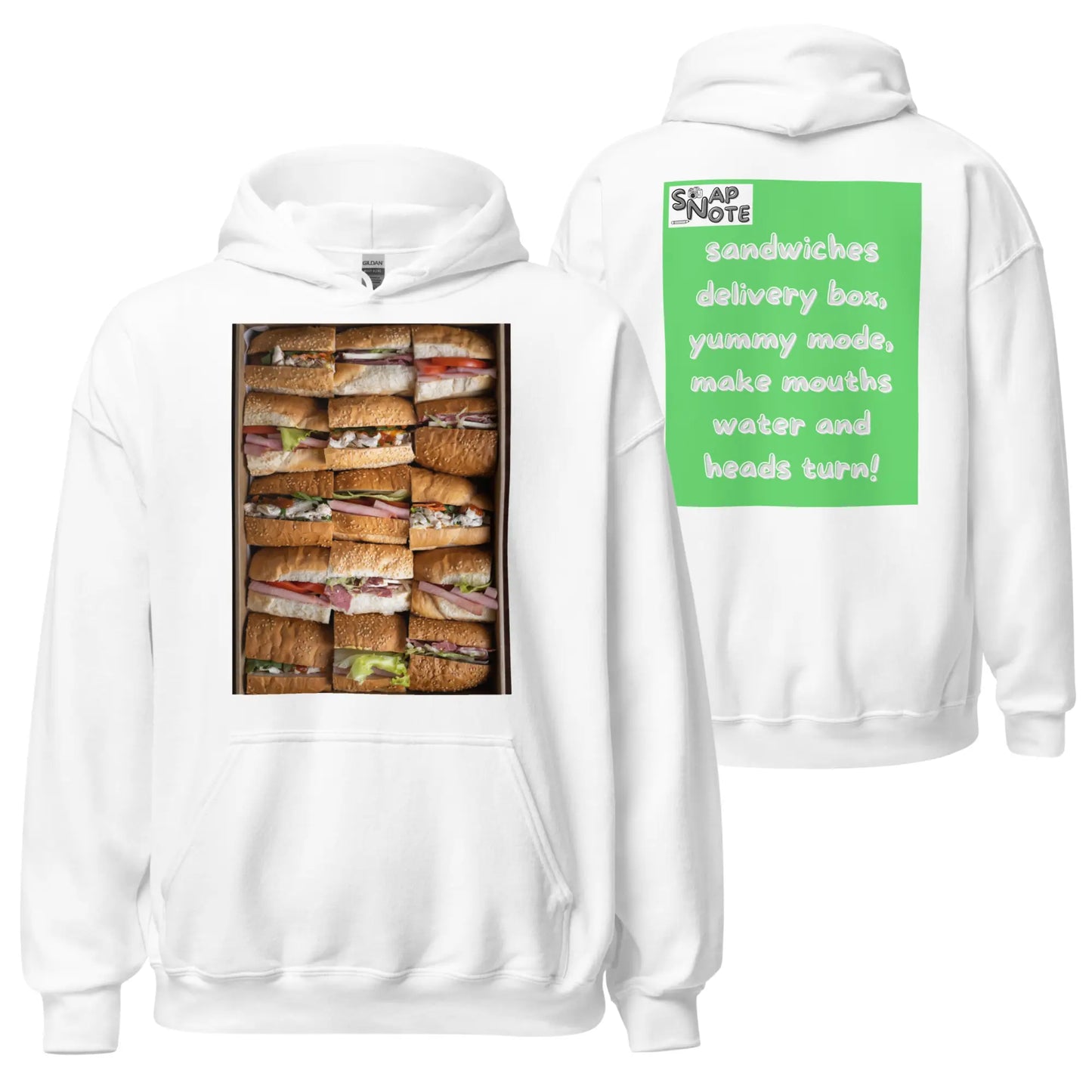 Hoodie Hooded Sweatshirt Hooded Jersey Hooded Jumper Hooded Pullover Hooded Sweater Men Women Teens - fast-food delivery box sandwiches green pattern - White - 74.90 - SnapNote streetwear