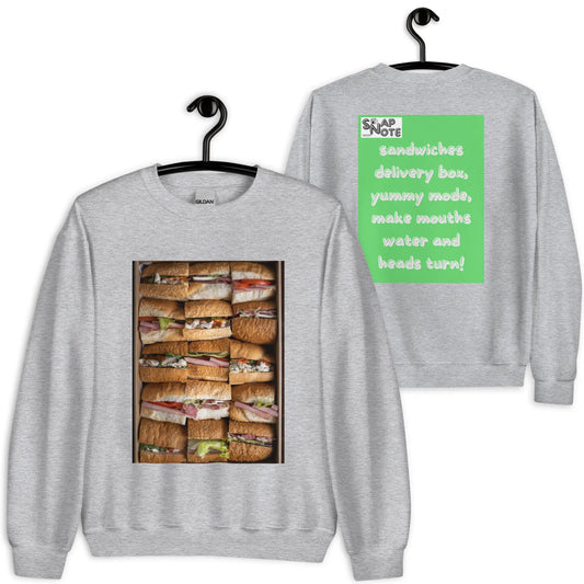 Sweatshirt Jersey Jumper Pullover Sweater Men Women Teenagers Unisex - fast-food delivery box sandwiches green pattern - Sport-Grey - 59.90 - SnapNote streetwear