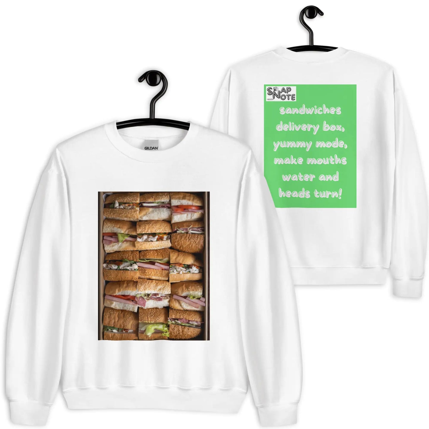 Sweatshirt Jersey Jumper Pullover Sweater Men Women Teenagers Unisex - fast-food delivery box sandwiches green pattern - White - 59.90 - SnapNote streetwear