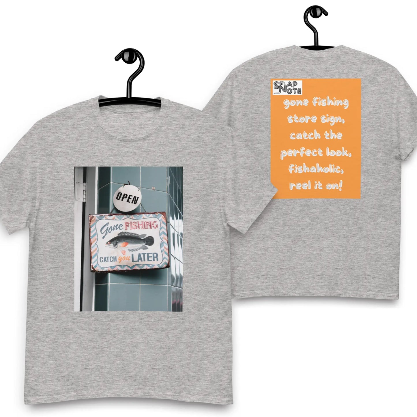 T-Shirt TShirt Tee Men Women Teens Unisex Heavy Cotton Round Neck - outdoor hobby fishing store orange pattern - Sport-Grey - 34.90 - SnapNote streetwear