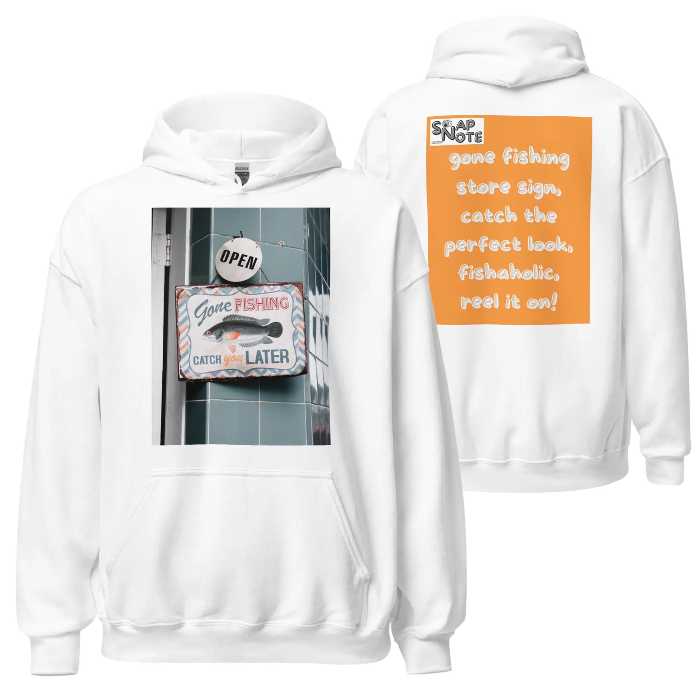 Hoodie Hooded Sweatshirt Hooded Jersey Hooded Jumper Hooded Pullover Hooded Sweater Men Women Teens - outdoor hobby fishing store orange pattern - White - 74.90 - SnapNote streetwear