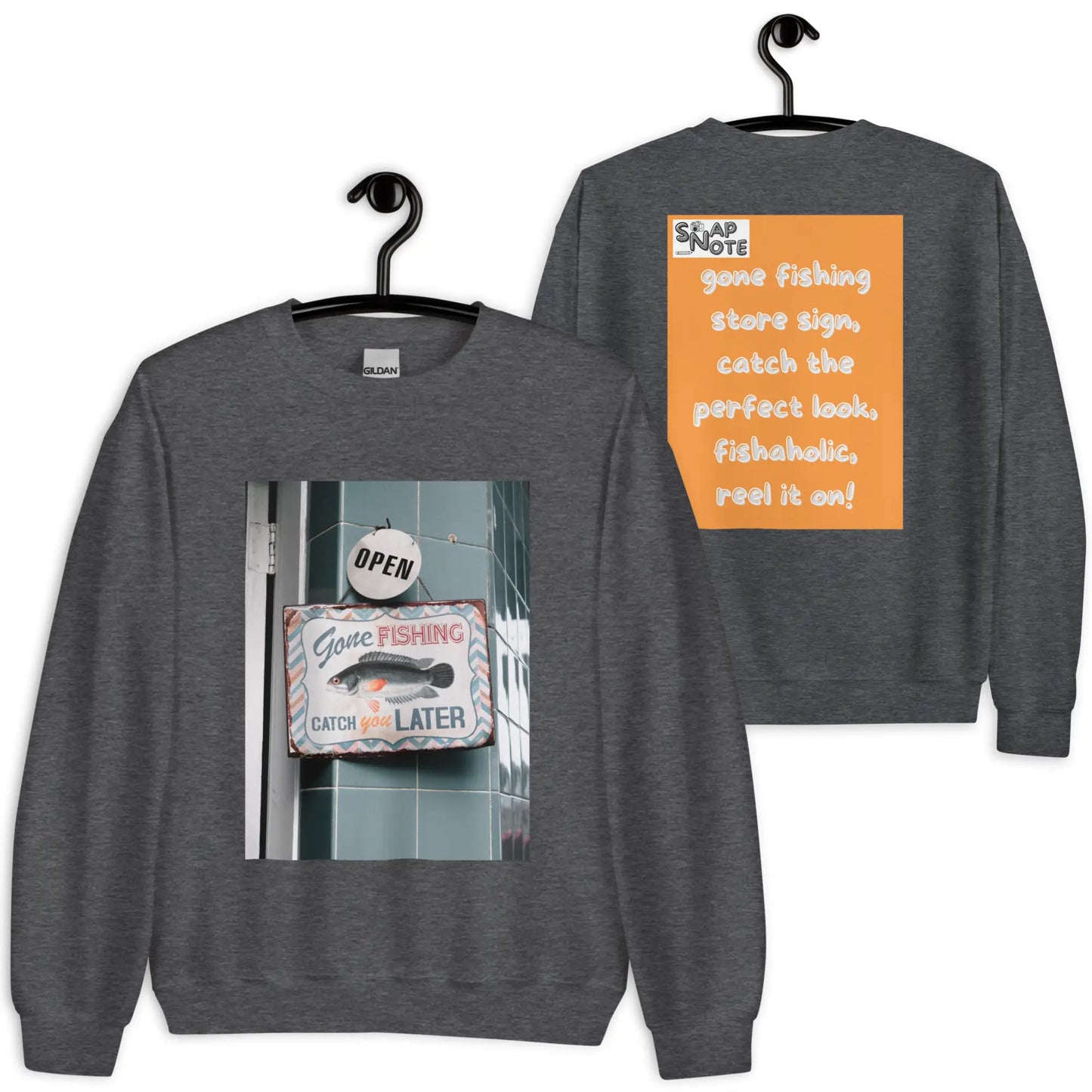 Sweatshirt Jersey Jumper Pullover Sweater Men Women Teenagers Unisex - outdoor hobby fishing store orange pattern - Dark-Heather - 59.90 - SnapNote streetwear