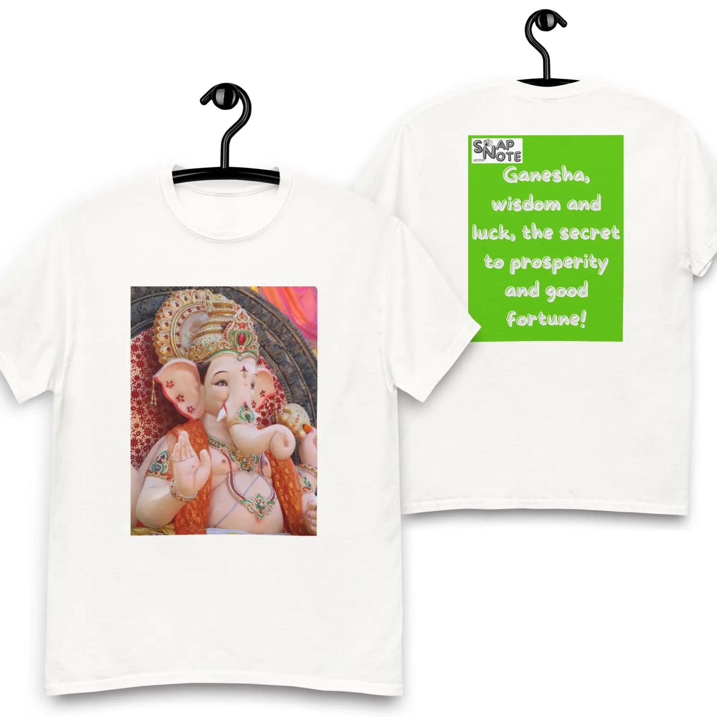 T-Shirt TShirt Tee Men Women Teens Unisex Heavy Cotton Round Neck - ganesha religion bollywood india green pattern - White - 34.90 - SnapNote streetwear