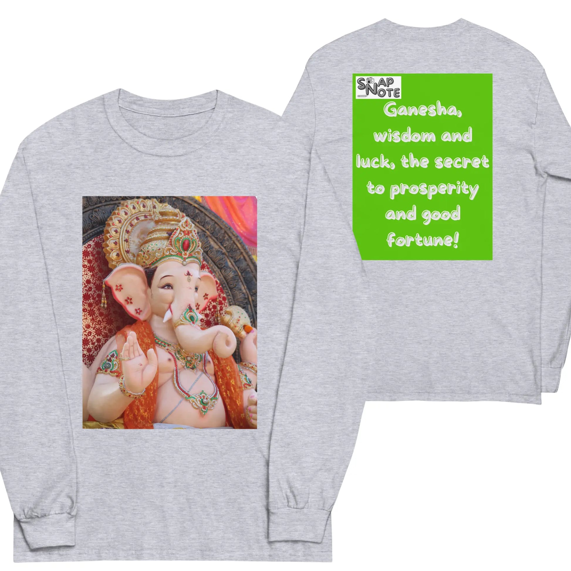 T-Shirt TShirt T Shirt Tee Men Women Teens Unisex Long Sleeves Heavy Cotton Crew Neck - ganesha religion bollywood india green pattern - Sport-Grey - 44.90 - SnapNote streetwear