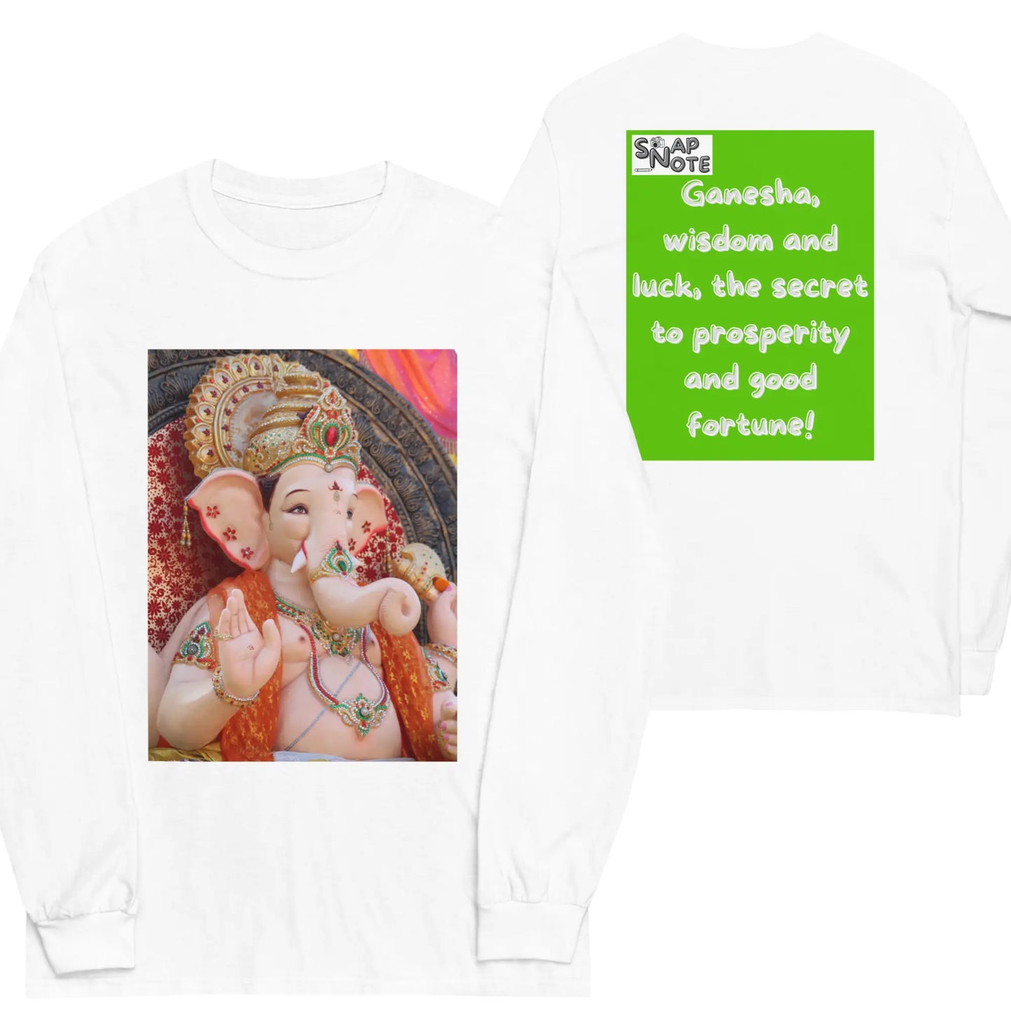 T-Shirt TShirt T Shirt Tee Men Women Teens Unisex Long Sleeves Heavy Cotton Crew Neck - ganesha religion bollywood india green pattern - White - 44.90 - SnapNote streetwear