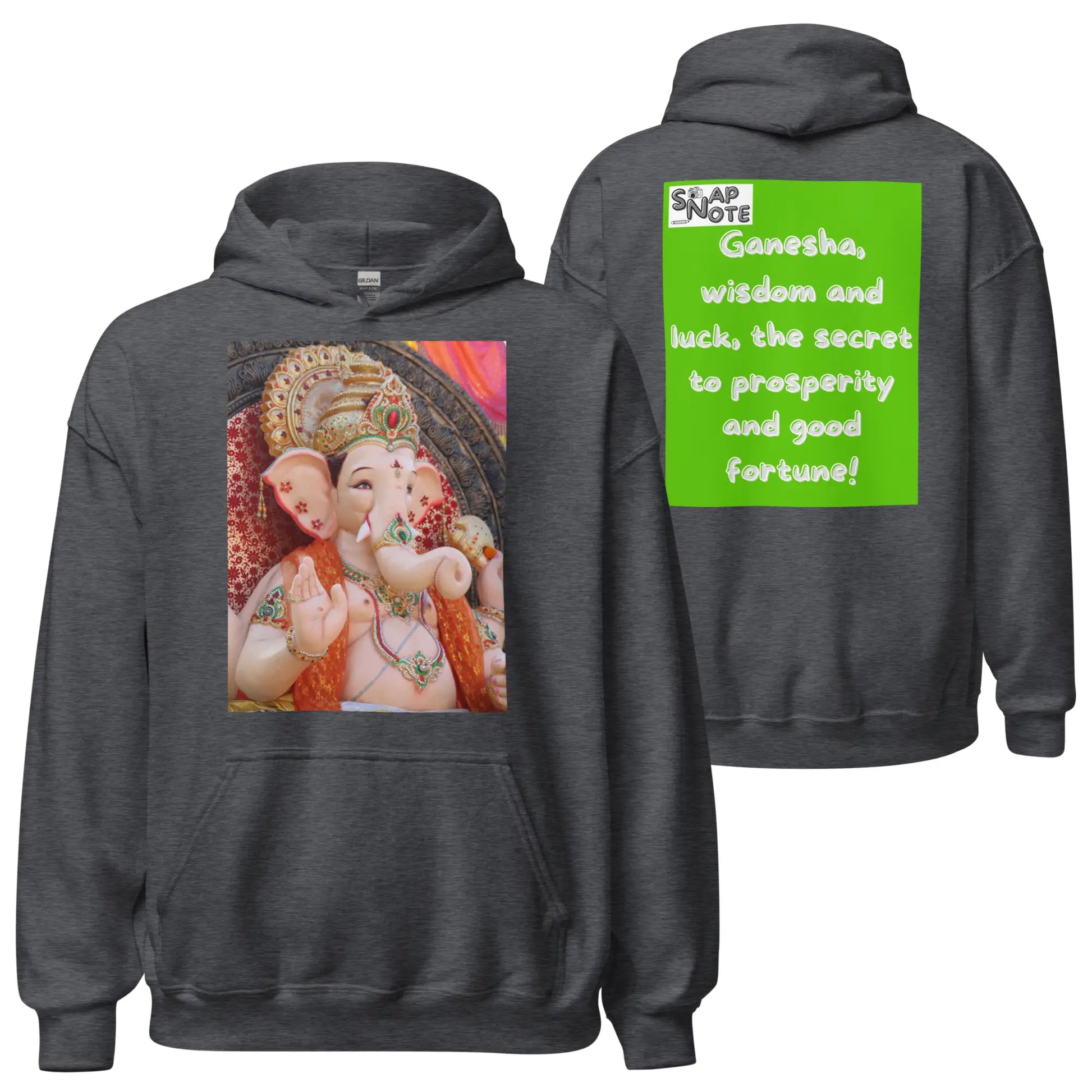 Hoodie Hooded Sweatshirt Hooded Jersey Hooded Jumper Hooded Pullover Hooded Sweater Men Women Teens - ganesha religion bollywood india green pattern - Dark-Heather - 74.90 - SnapNote streetwear