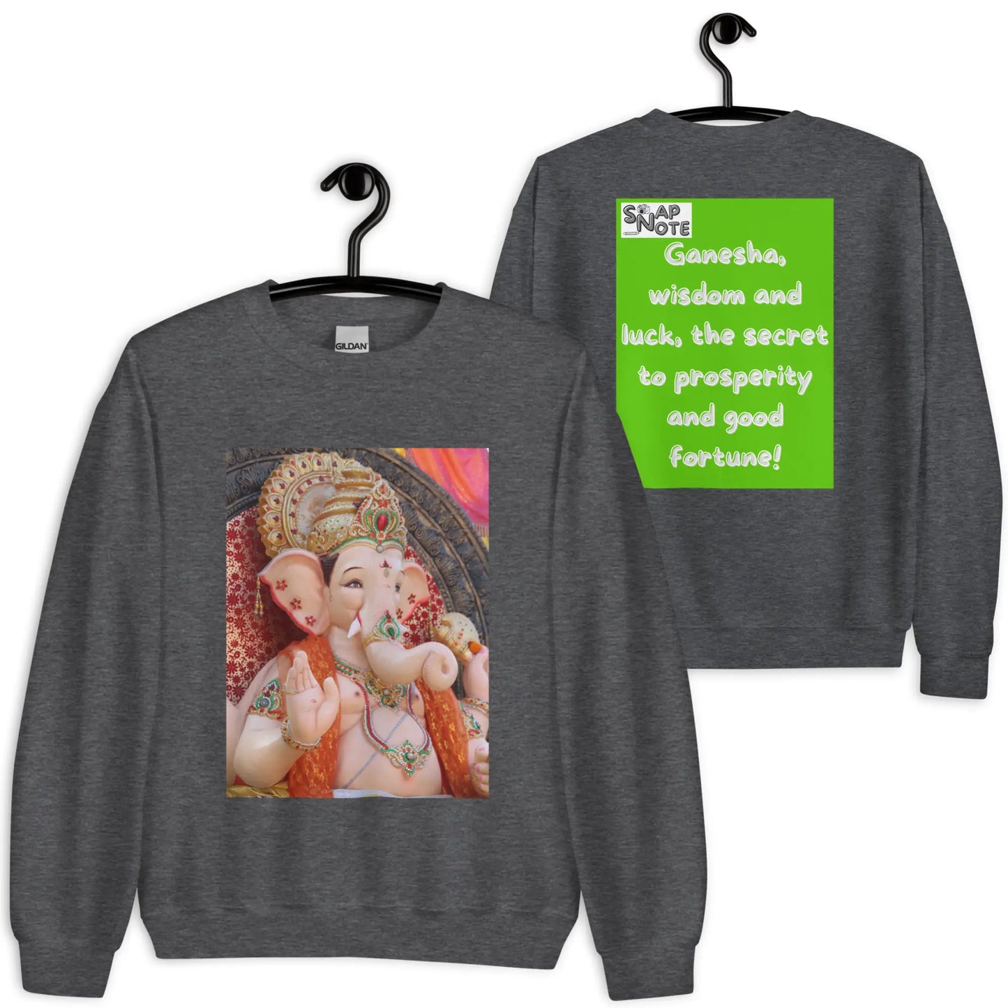 Sweatshirt Jersey Jumper Pullover Sweater Men Women Teenagers Unisex - ganesha religion bollywood india green pattern - Dark-Heather - 59.90 - SnapNote streetwear