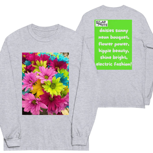 T-Shirt TShirt T Shirt Tee Men Women Teens Unisex Long Sleeves Heavy Cotton Crew Neck - hippie chic flowers bouquet green pattern - Sport-Grey - 44.90 - SnapNote streetwear