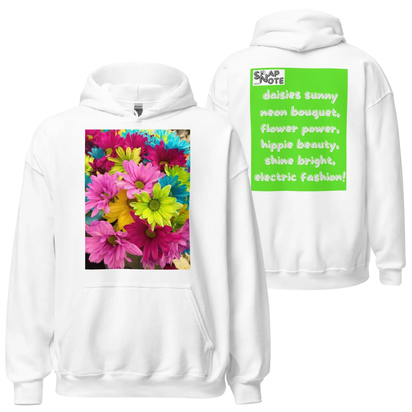 Hoodie Hooded Sweatshirt Hooded Jersey Hooded Jumper Hooded Pullover Hooded Sweater Men Women Teens Unisex - hippie chic flowers bouquet green pattern - White - 74.90 - SnapNote streetwear