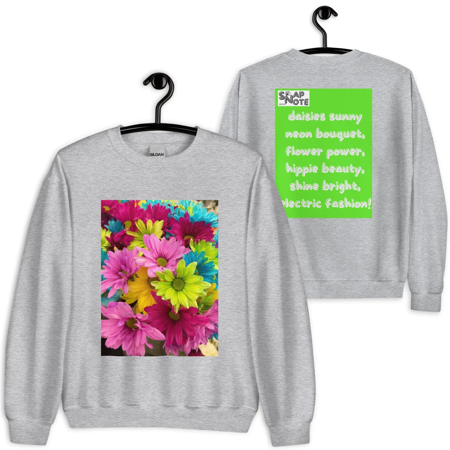 Sweatshirt Jersey Jumper Pullover Sweater Men Women Teenagers Unisex - hippie chic flowers bouquet green pattern - Sport-Grey - 59.90 - SnapNote streetwear