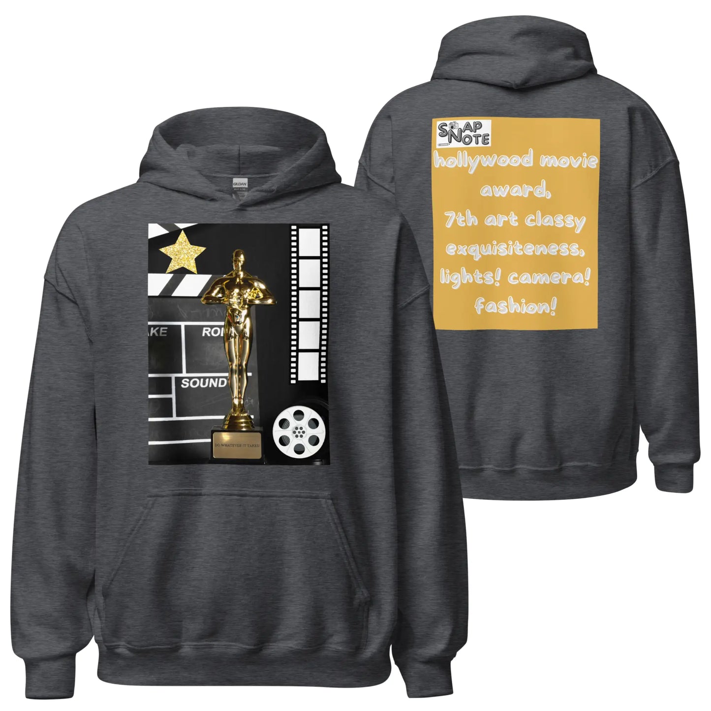 Hoodie Hooded Sweatshirt Hooded Jersey Hooded Jumper Hooded Pullover Hooded Sweater Men Women Teens Unisex - hollywood movie film award gold pattern - Dark-Heather - 74.90 - SnapNote streetwear