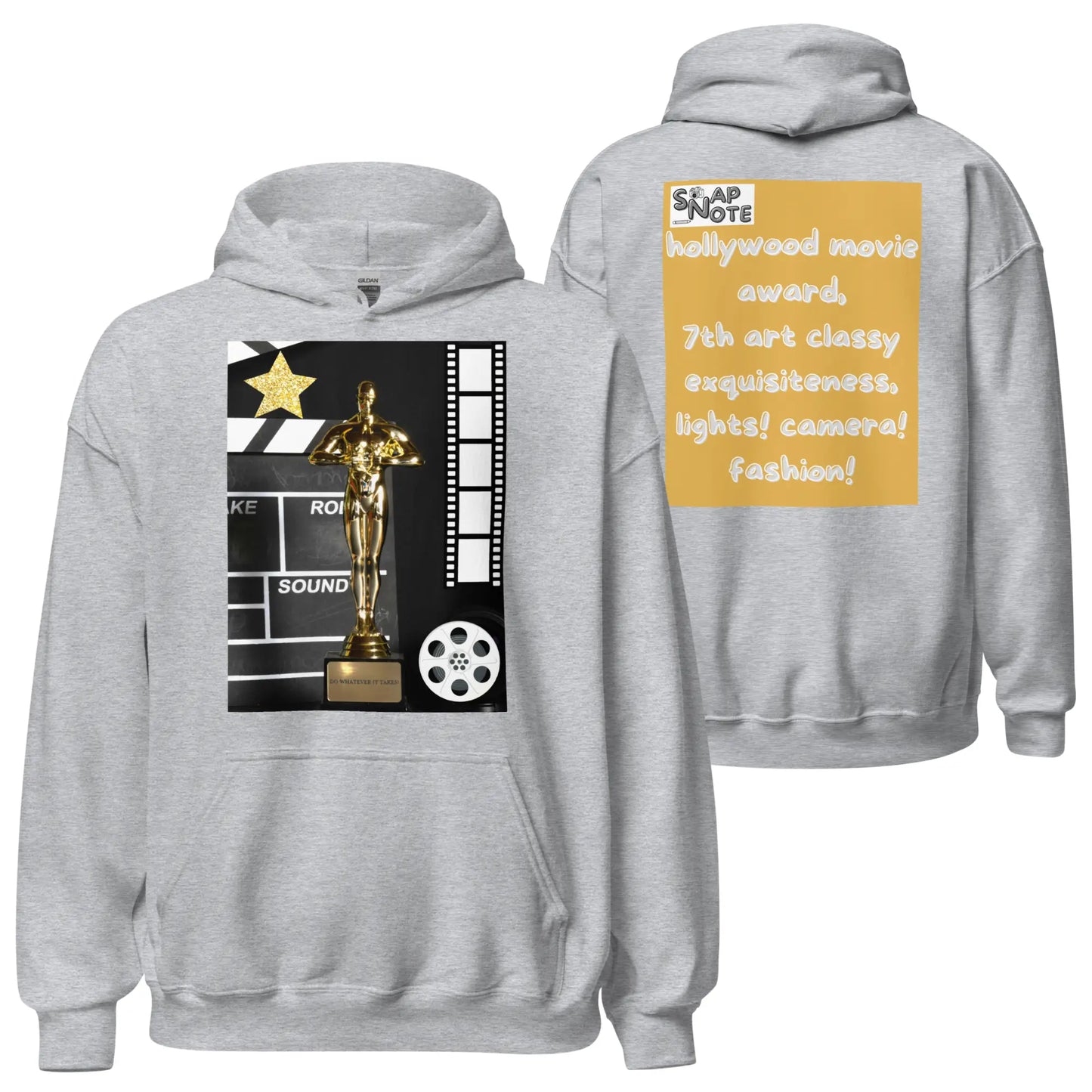 Hoodie Hooded Sweatshirt Hooded Jersey Hooded Jumper Hooded Pullover Hooded Sweater Men Women Teens Unisex - hollywood movie film award gold pattern - Sport-Grey - 74.90 - SnapNote streetwear