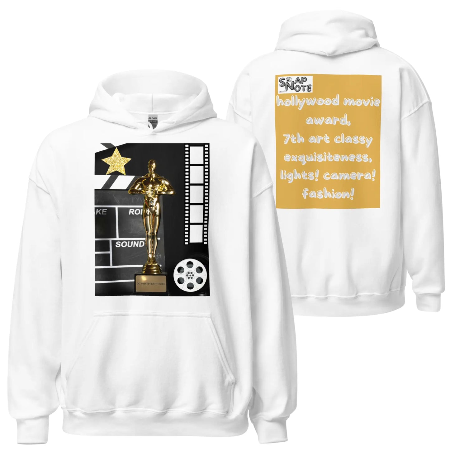 Hoodie Hooded Sweatshirt Hooded Jersey Hooded Jumper Hooded Pullover Hooded Sweater Men Women Teens Unisex - hollywood movie film award gold pattern - White - 74.90 - SnapNote streetwear