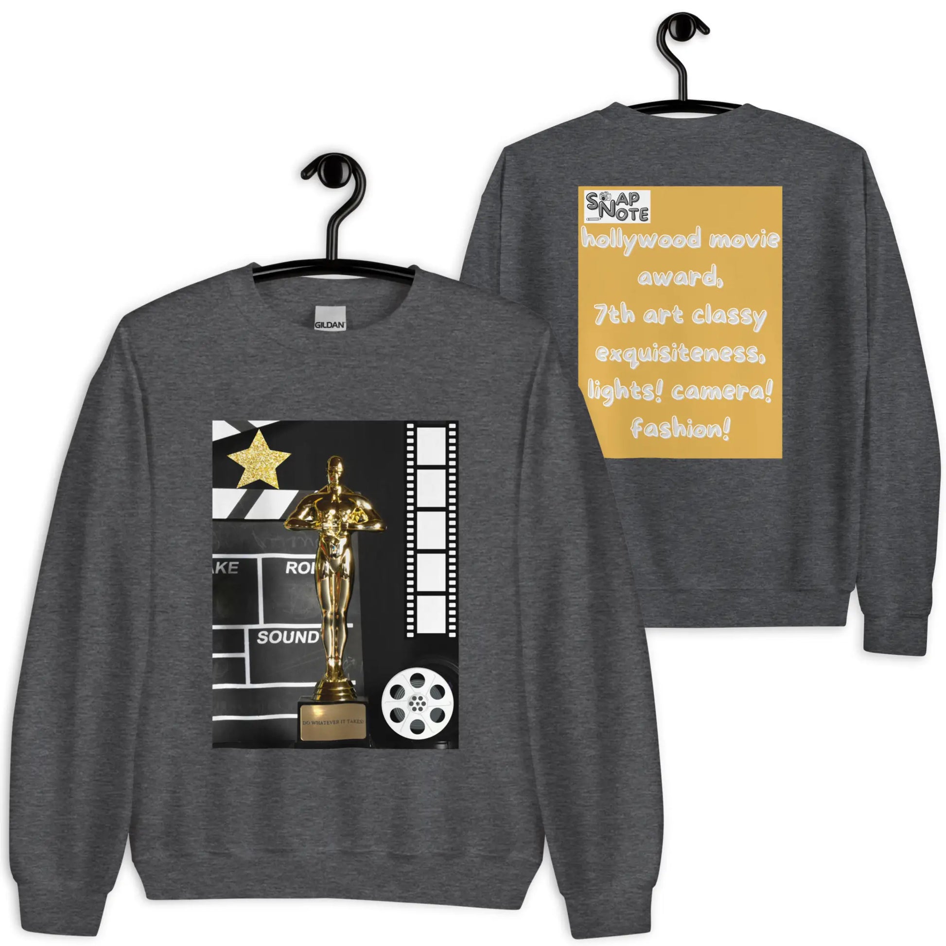 Sweatshirt Jersey Jumper Pullover Sweater Men Women Teenagers Unisex - hollywood movie film award gold pattern - Dark-Heather - 59.90 - SnapNote streetwear