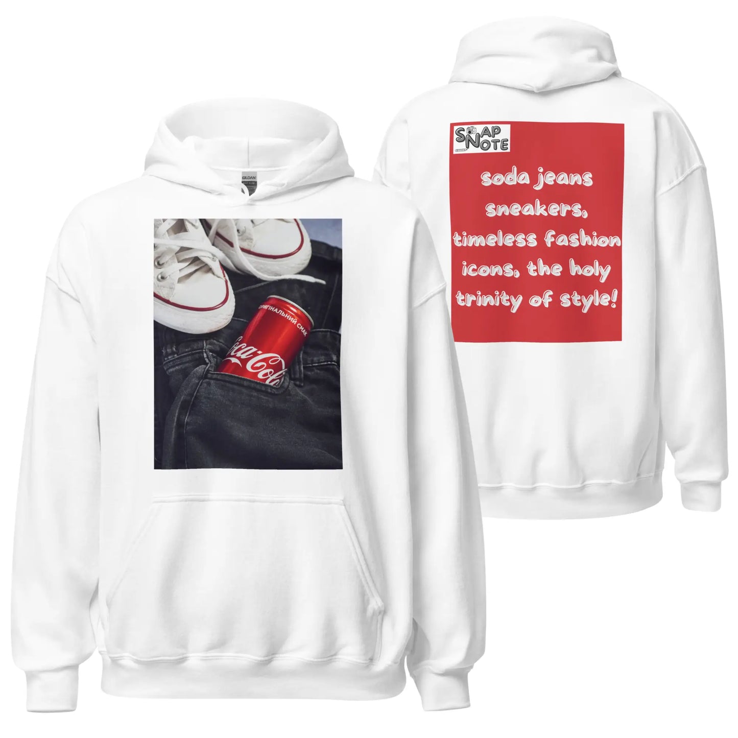 Hoodie Hooded Sweatshirt Hooded Jersey Hooded Jumper Hooded Pullover Hooded Sweater Men Women Teens Unisex - iconic soda jeans sneakers red pattern - White - 74.90 - SnapNote streetwear