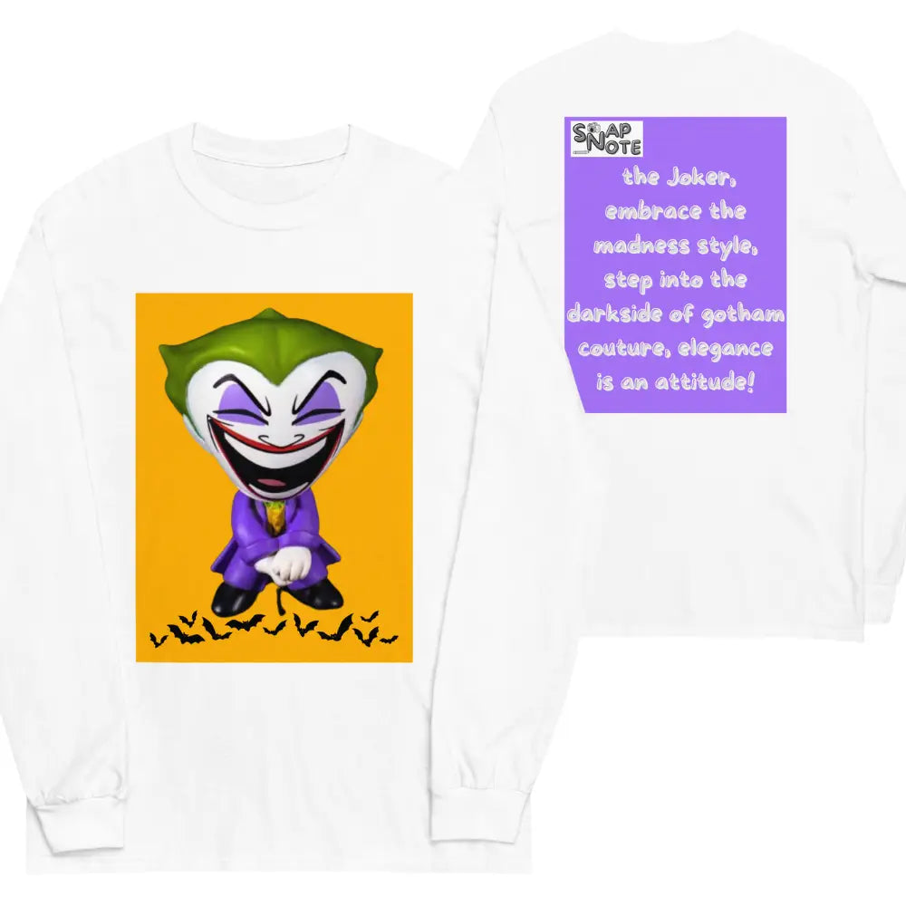 T-Shirt TShirt T Shirt Tee Men Women Teens Unisex Long Sleeves Heavy Cotton Crew Neck - comics superhero joker bats purple pattern - White - 44.90 - SnapNote streetwear