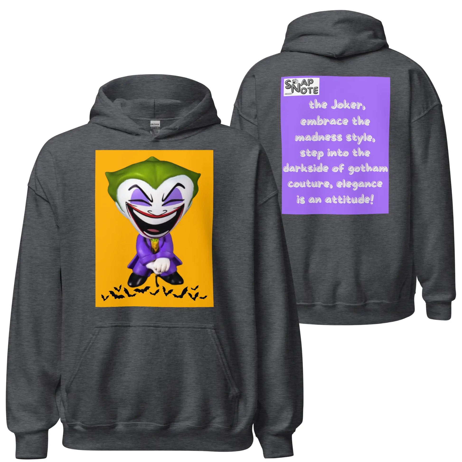 Hoodie Hooded Sweatshirt Hooded Jersey Hooded Jumper Hooded Pullover Hooded Sweater Men Women Teens Unisex - comics joker madness bats purple pattern - Dark-Heather - 74.90 - SnapNote streetwear