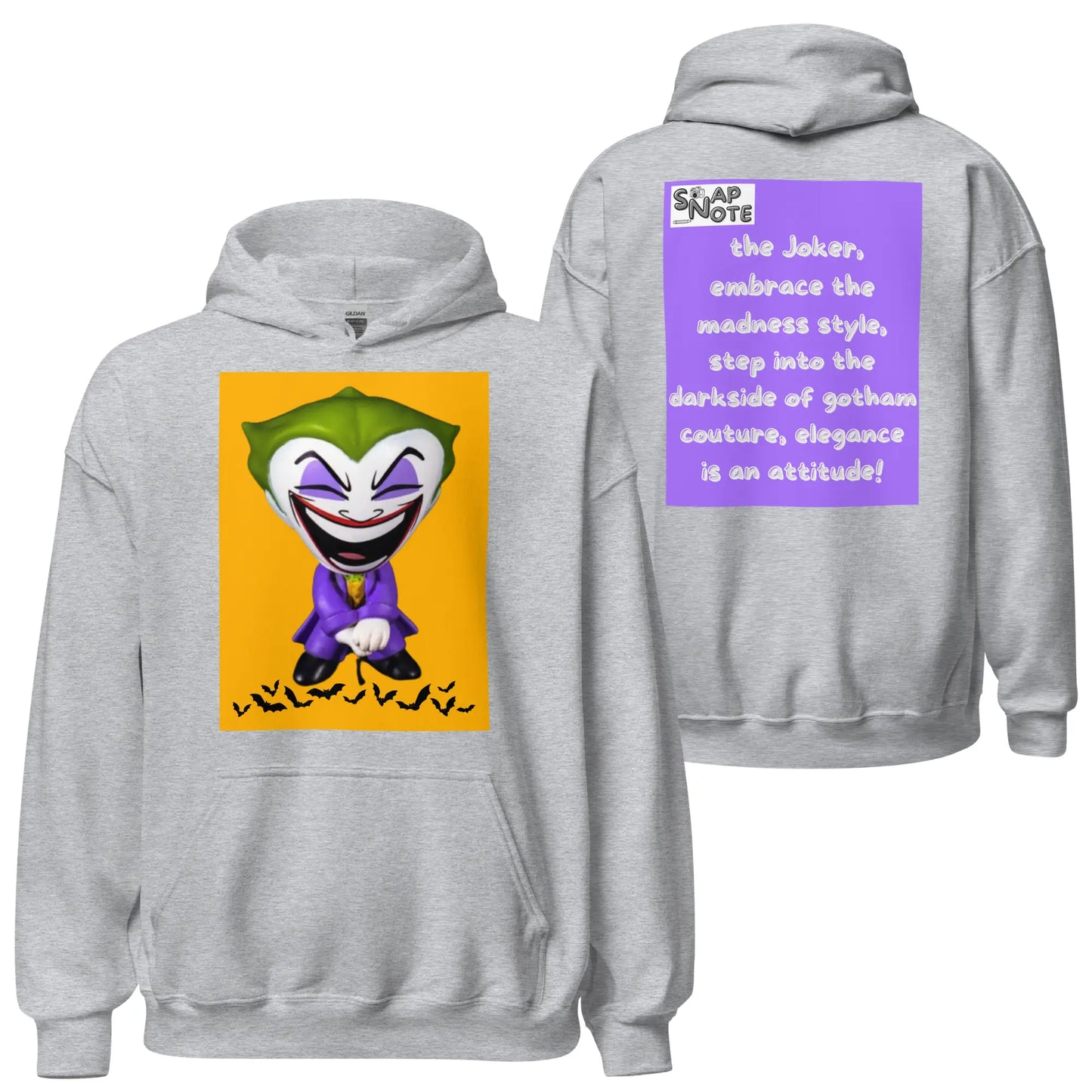 Hoodie Hooded Sweatshirt Hooded Jersey Hooded Jumper Hooded Pullover Hooded Sweater Men Women Teens Unisex - comics joker madness bats purple pattern - Sport-Grey - 74.90 - SnapNote streetwear