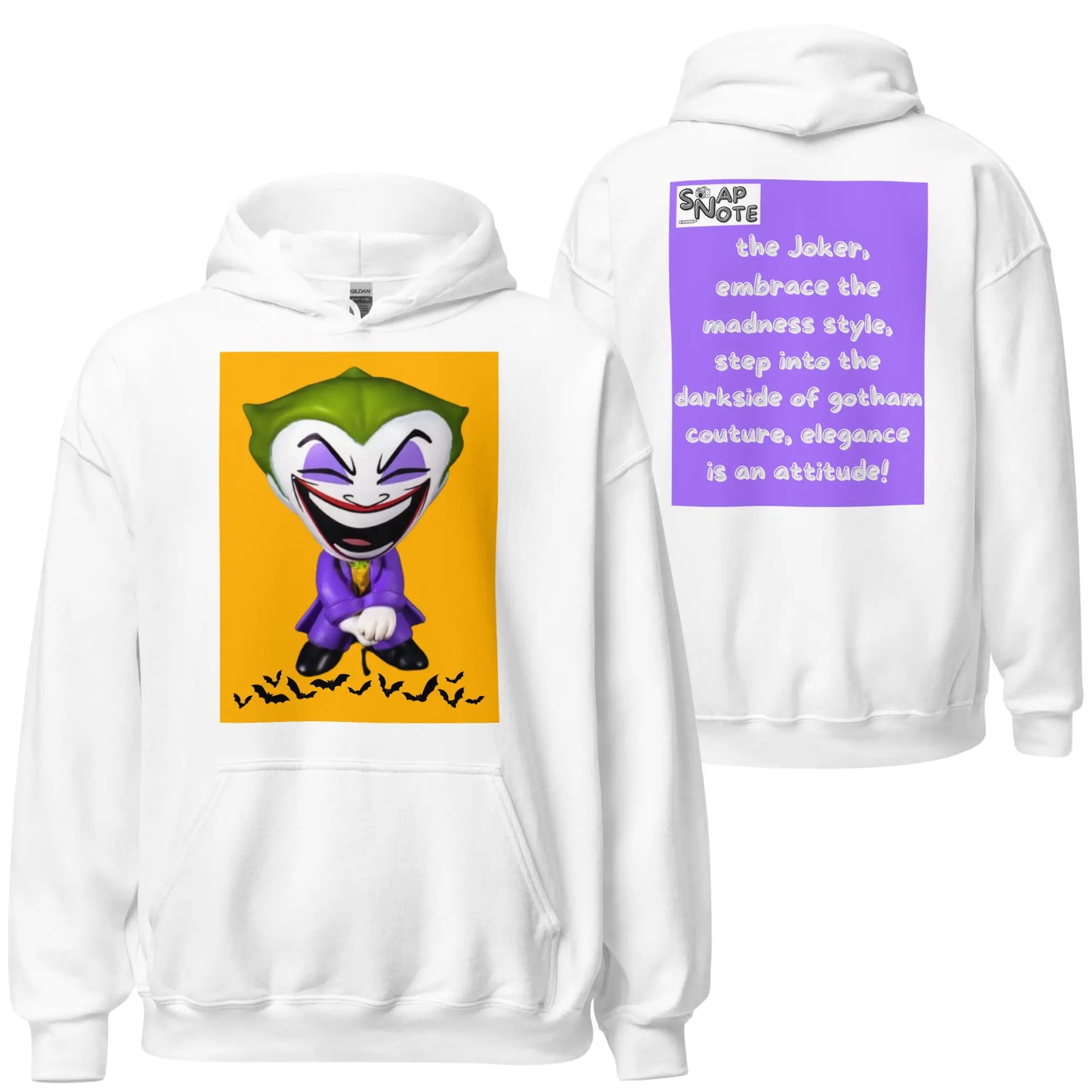 Hoodie Hooded Sweatshirt Hooded Jersey Hooded Jumper Hooded Pullover Hooded Sweater Men Women Teens Unisex - comics joker madness bats purple pattern - White - 74.90 - SnapNote streetwear