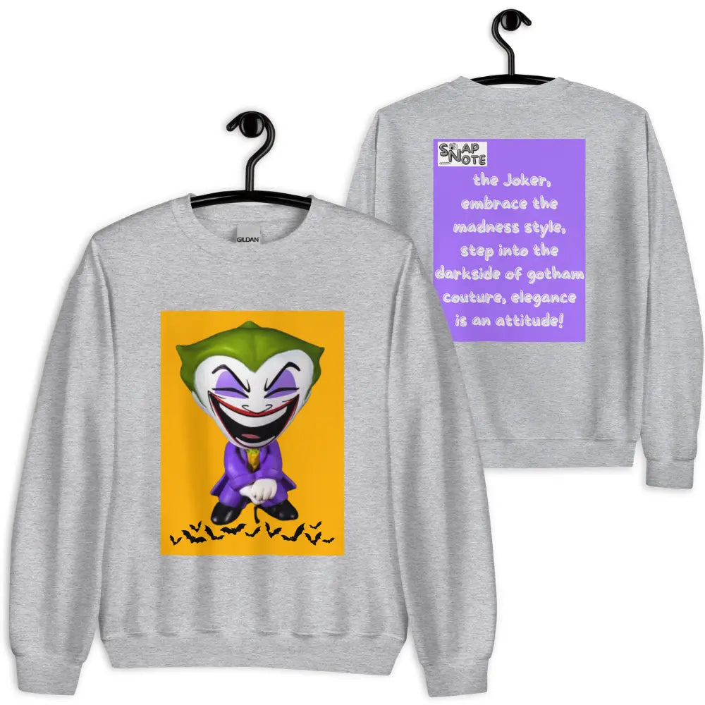 Sweatshirt Jersey Jumper Pullover Sweater Men Women Teenagers Unisex - comics joker madness bats purple pattern - Sport-Grey - 59.90 - SnapNote streetwear