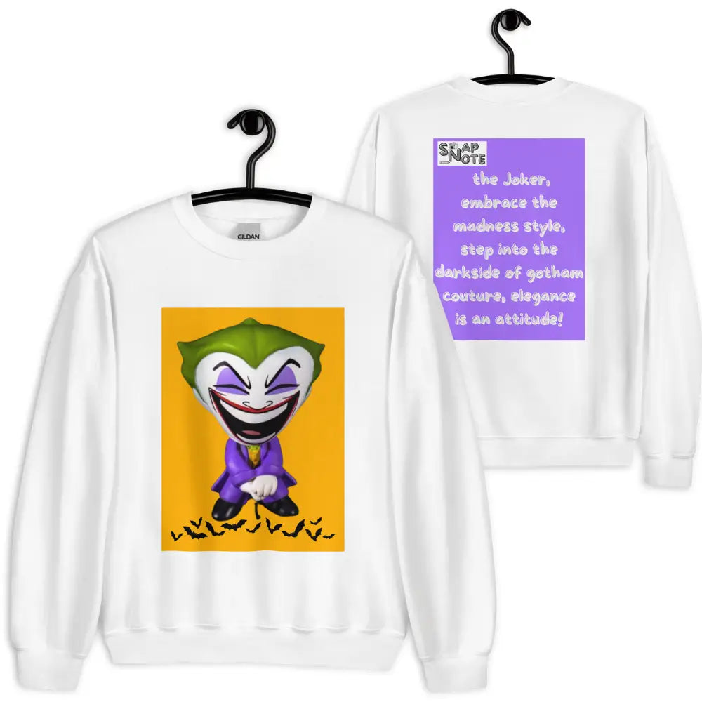 Sweatshirt Jersey Jumper Pullover Sweater Men Women Teenagers Unisex - comics joker madness bats purple pattern - White - 59.90 - SnapNote streetwear