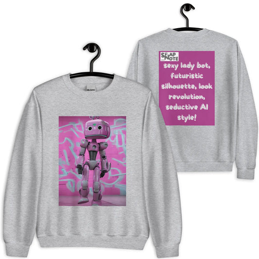 Sweatshirt Jersey Jumper Pullover Sweater Men Women Teenagers Unisex - lady robot artificial intelligence pink pattern - Sport-Grey - 59.90 - SnapNote streetwear