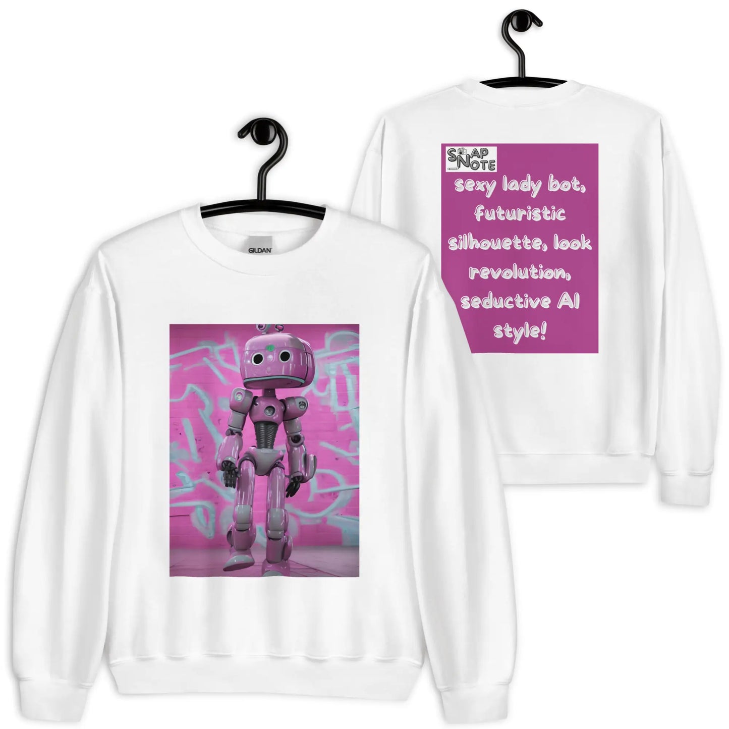 Sweatshirt Jersey Jumper Pullover Sweater Men Women Teenagers Unisex - lady robot artificial intelligence pink pattern - White - 59.90 - SnapNote streetwear