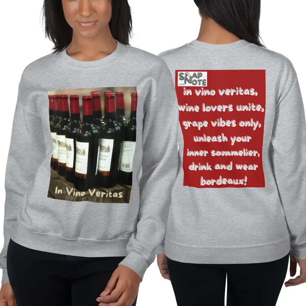 Woman supermodel wearing Sweatshirt Jersey Jumper Pullover Sweater Men Women Teenagers Unisex - bordeaux wine bottles maroon pattern - Sport-Grey - 59.90 - SnapNote streetwear