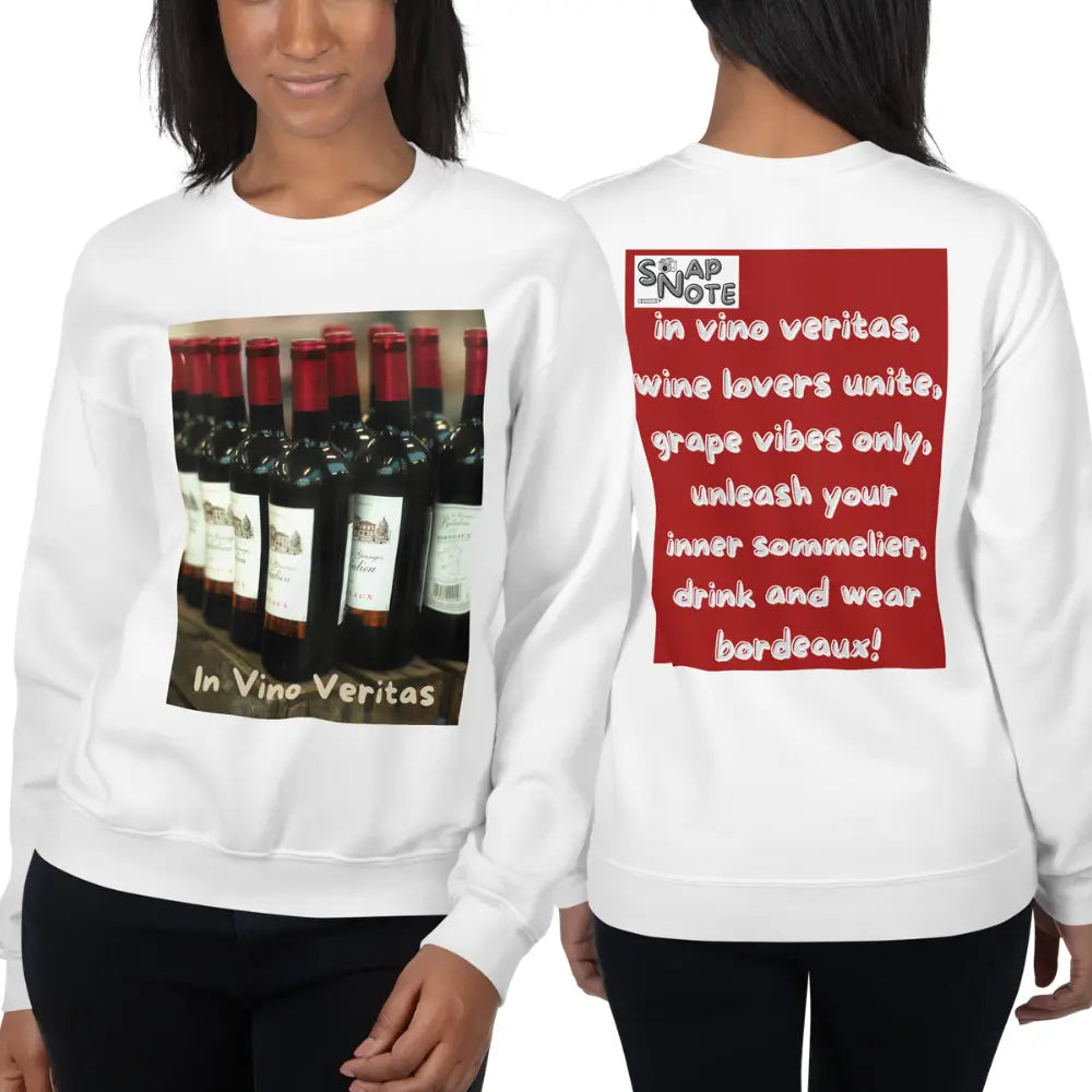 Woman supermodel wearing Sweatshirt Jersey Jumper Pullover Sweater Men Women Teenagers Unisex - bordeaux wine bottles maroon pattern - White - 59.90 - SnapNote streetwear