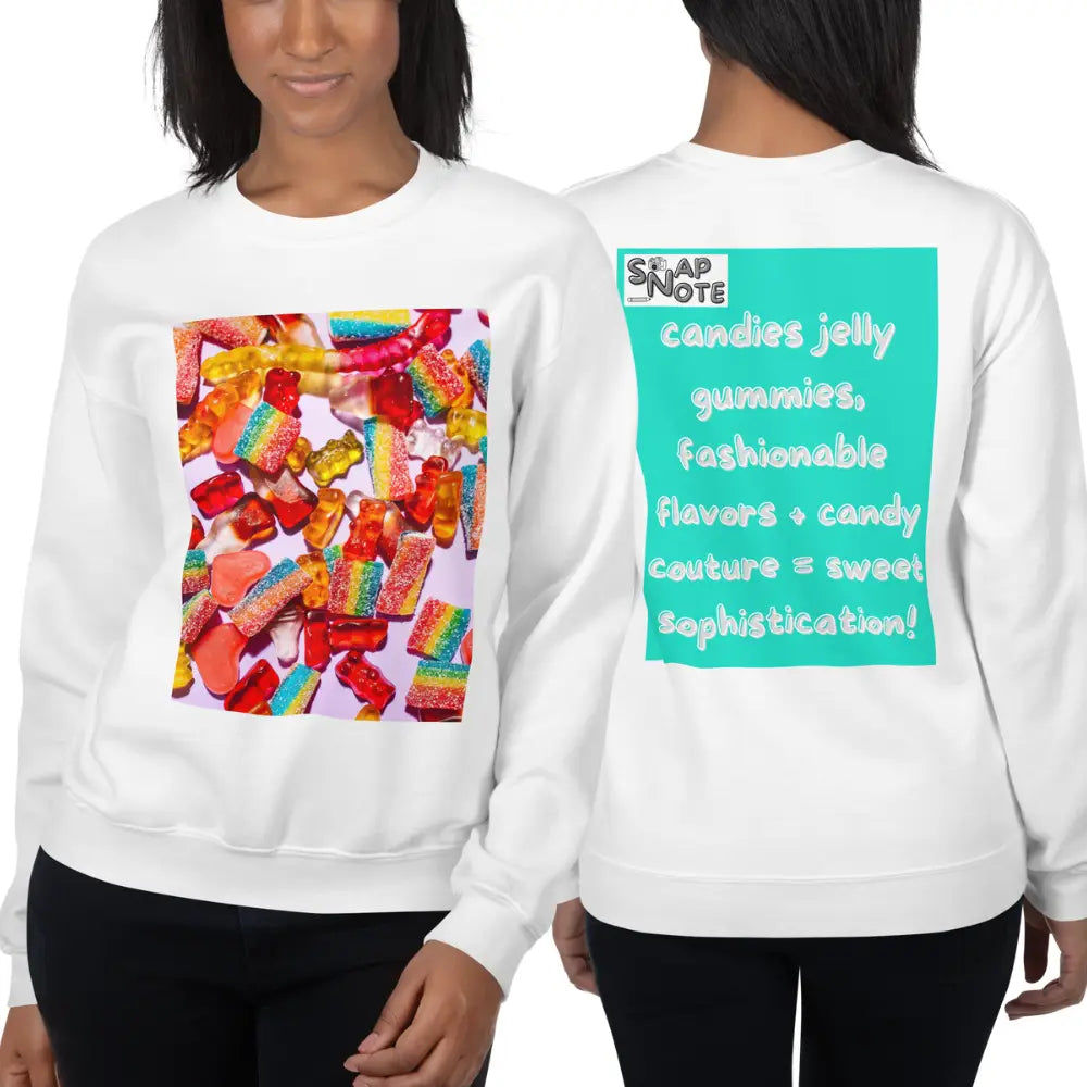 Woman supermodel wearing Sweatshirt Jersey Jumper Pullover Sweater Men Women Teenagers Unisex - candies sweets maths equation turquoise pattern - White - 59.90 - SnapNote streetwear