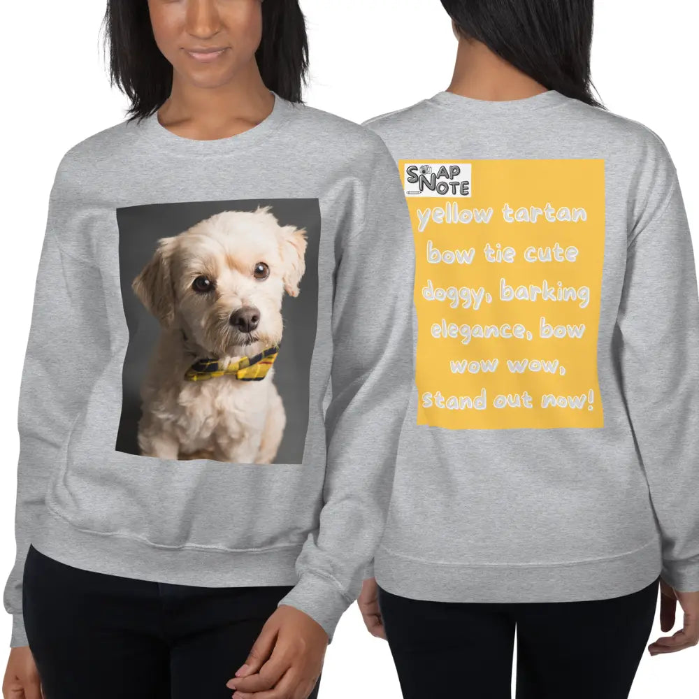 Woman supermodel wearing Sweatshirt Jersey Jumper Pullover Sweater Men Women Teenagers Unisex - animal pet elegant doggy yellow pattern - Sport-Grey - 59.90 - SnapNote streetwear