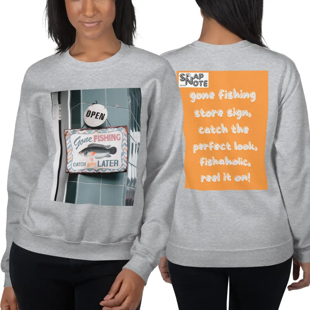 Woman supermodel wearing Sweatshirt Jersey Jumper Pullover Sweater Men Women Teenagers Unisex - outdoor hobby fishing store orange pattern - Sport-Grey - 59.90 - SnapNote streetwear