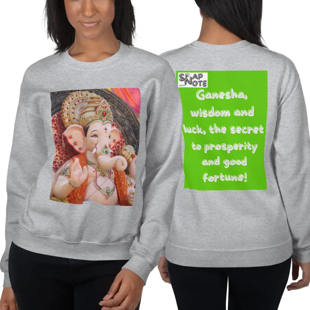 Woman supermodel wearing Sweatshirt Jersey Jumper Pullover Sweater Men Women Teenagers Unisex - ganesha religion bollywood india green pattern - Sport-Grey - 59.90 - SnapNote streetwear