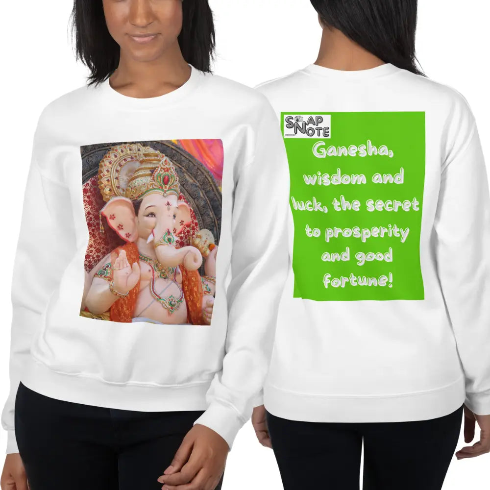 Woman supermodel wearing Sweatshirt Jersey Jumper Pullover Sweater Men Women Teenagers Unisex - ganesha religion bollywood india green pattern - White - 59.90 - SnapNote streetwear