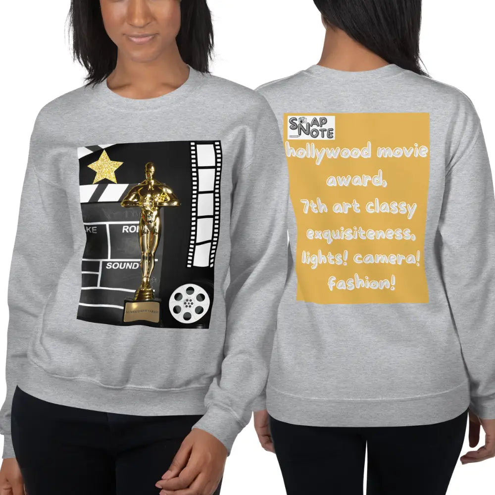 Woman supermodel wearing Sweatshirt Jersey Jumper Pullover Sweater Men Women Teenagers Unisex - hollywood movie film award gold pattern - Sport-Grey - 59.90 - SnapNote streetwear