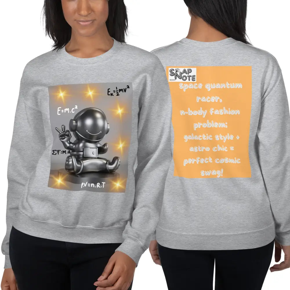 Woman supermodel wearing Sweatshirt Jersey Jumper Pullover Sweater Men Women Teenagers Unisex - spaceman quantum physics equation orange pattern - Sport-Grey - 59.90 - SnapNote streetwear