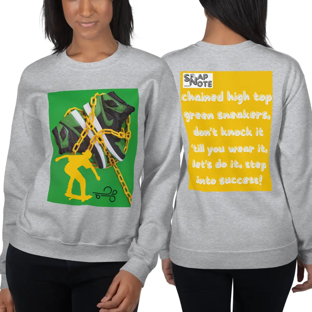 Woman supermodel wearing Sweatshirt Jersey Jumper Pullover Sweater Men Women Teenagers Unisex - skateboard sneakers sliding sport yellow pattern - Sport-Grey - 59.90 - SnapNote streetwear