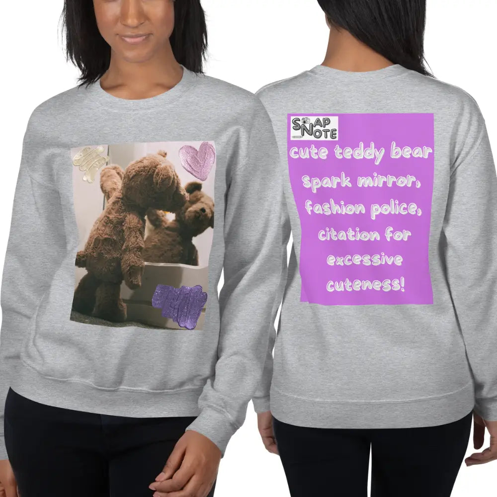 Woman supermodel wearing Sweatshirt Jersey Jumper Pullover Sweater Men Women Teenagers Unisex - valentines cute teddy bear pink pattern - Sport-Grey - 59.90 - SnapNote streetwear