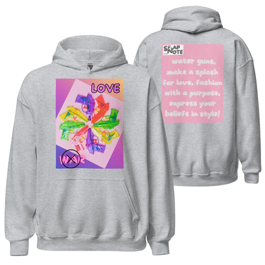 Hoodie Hooded Sweatshirt Hooded Jersey Hooded Jumper Hooded Pullover Hooded Sweater Men Women Teens Unisex - love not war watergun peace pink pattern - Sport-Grey - 74.90 - SnapNote streetwear