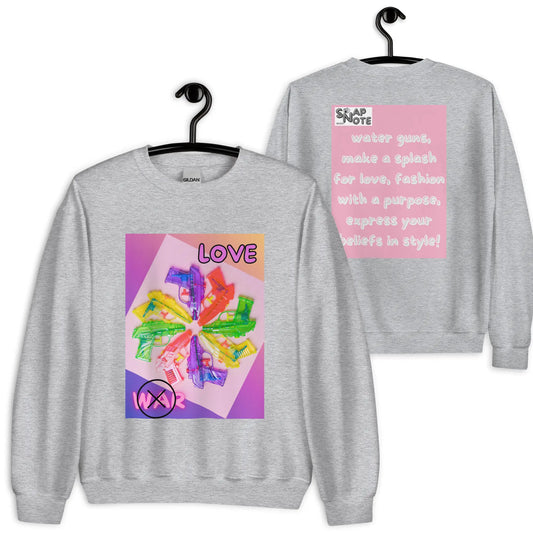 Sweatshirt Jersey Jumper Pullover Sweater Men Women Teenagers Unisex - love not war watergun peace pink pattern - Sport-Grey - 59.90 - SnapNote streetwear